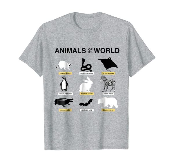 

animals of the world t-shirt funny rare animals memes shirt, White;black