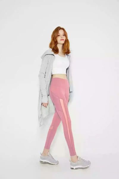 

L14 Spot Naked Color Women Girls Long Yoga Pants Solid Sports Gym Wear Leggings High Waist Elastic Fitness Lady Overall Tights, Black