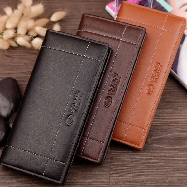 

the wallet wallet men's soft face trend pu leather solid business korean long wallet taobao, Black