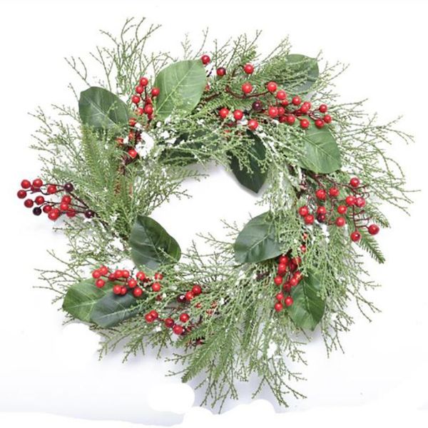 

decorative flowers & wreaths christmas red berry pinecones green snow branch decorations for home artificial plant wreath garland decor