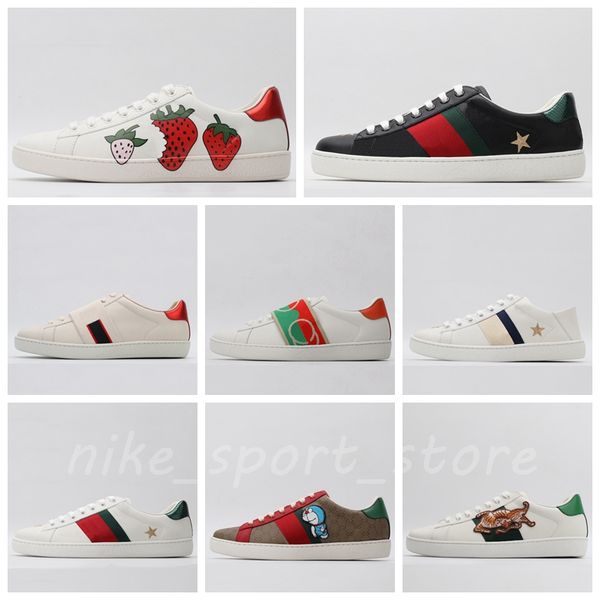 

2022 new mens rhyton casual shoes sneaker paris fashion women shoe platform sports trainers strawberry mouse wave mouth tiger web print, Black