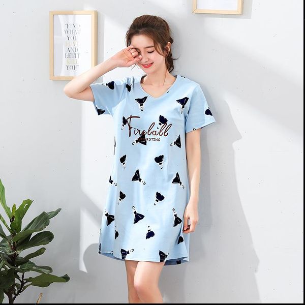 

causal summer pink cartoon women sleepwear print pijamas nightgown princess night dress girls sleepshirts, Black;red