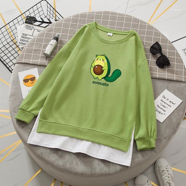 

women's hoodies & sweatshirts women patchwork spring autumn fashion long sleeve cotton avocado pullover sweatshirt korean loose 1, Black