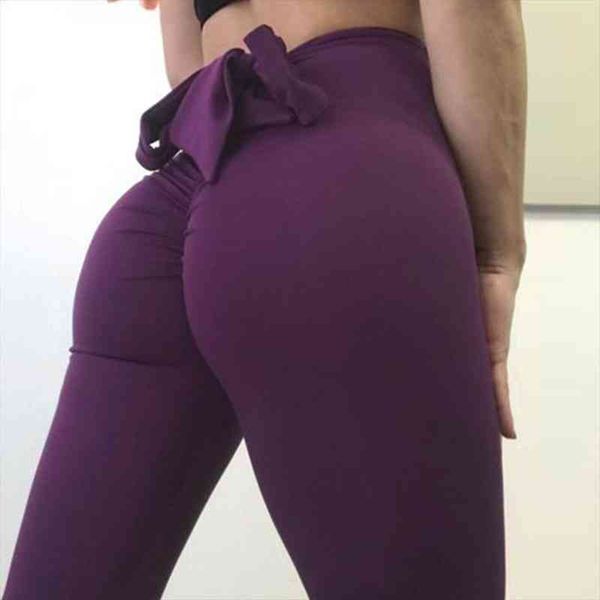 

fashion bow tie push up women leggings fitness slim women leggings pants black brand high waist elastic pants