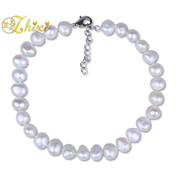

anklets [zhixi] pearl jewelry real baroque natural freshwater bracelet for women girl trendy birthday gift f209], Red;blue