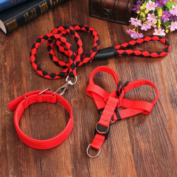 

dog collars & leashes double strand rope large metal p chain buckle pet traction collar set for big dogs harness accessory
