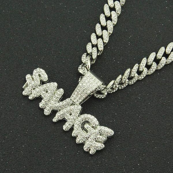 

pendant necklaces hip hop personality men's jewelry letter cuban chain necklace accessories chains women's trinket luxury 2021whol, Silver