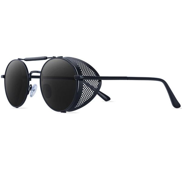 

sunglasses classic gothic steampunk style men women brand designer retro round metal frame colorful lens sun glasses, White;black
