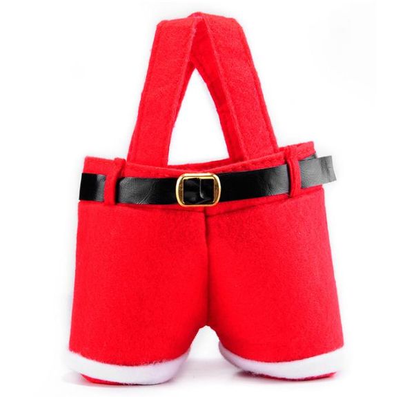 

2021 santa pants style christmas candy bag xmas bag gift christmas decoration christmas wedding candy wine bottle bags big and small size, White