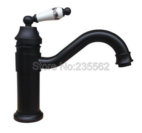 

bathroom sink faucets black oil rubbed bronze single handle cold and water mixer taps basin faucet deck mounted lnf320