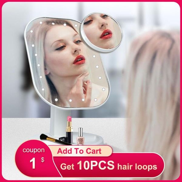 

compact mirrors makeup mirror with adjustable touch control mirror, multi-function 10 times magnifying table beauty led