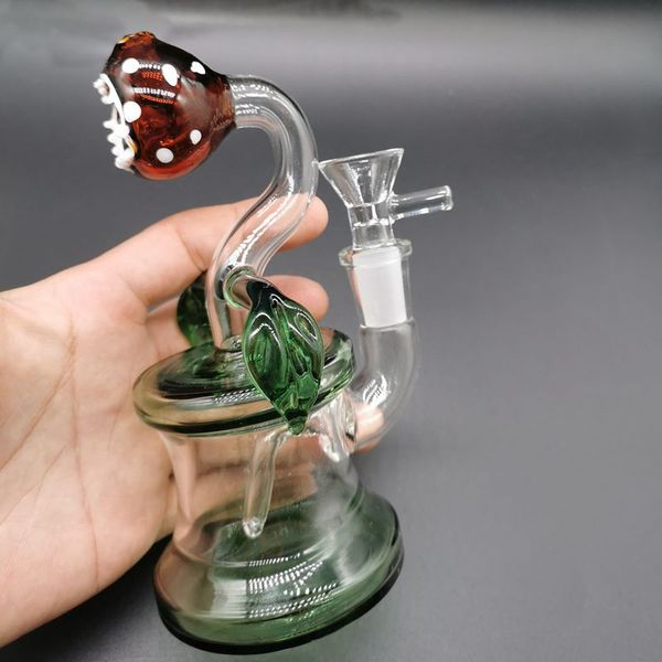 7 inç uzunluğunda yamyamlık cam bong nargile serin tasarım ve petek perkolat mini yağ teçhizatı sigara içme boruları eklemi 14.4mm SAML gp420