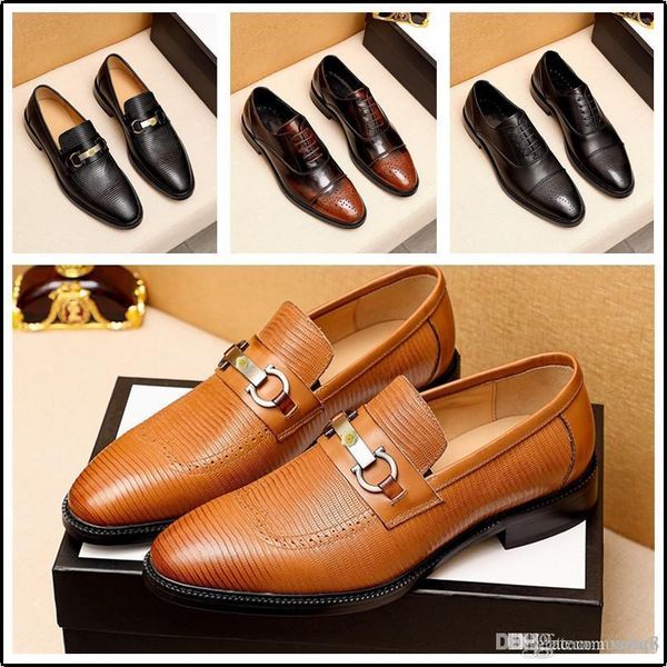 

a1 full brogue men casual dress shoes white patchwork color oxford genuine leather formal shoes party gentleman british 33, Black