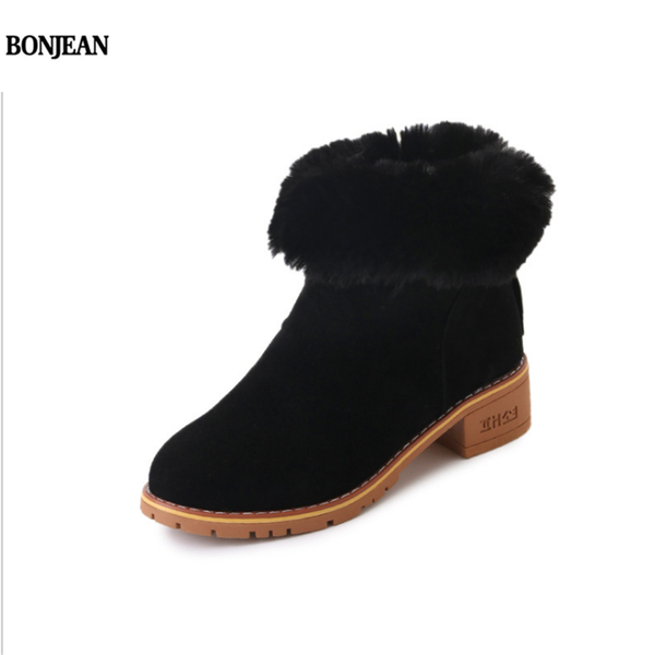 

boots 2021 european style women shoes short plush snowboots with warm interior, Black