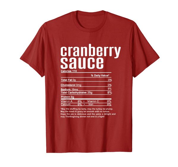 

thanksgiving cranberry sauce nutritional facts t-shirt, White;black