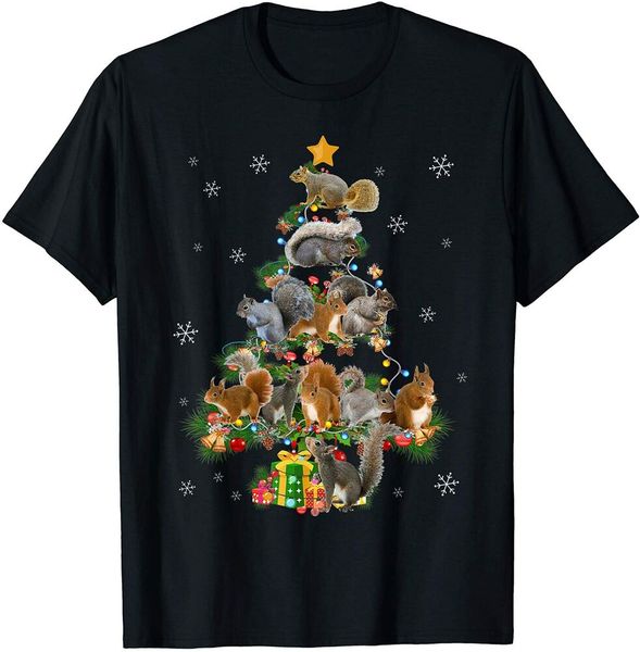 

funny squirrel christmas tree squirrel lover xmas gifts t-shirt size s-5xl, White;black