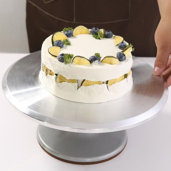 

inch baking tool alloy mounted cream cake turntable rotating table stand base turn around decorating silver metal & pastry tools