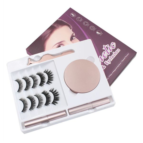 7 paia di ciglia magnetiche 3D ciglia finte + 2 pezzi di eyeliner liquido + set di trucco per gli occhi con pinzette Articolo riutilizzabile naturale OTTIE HIGH