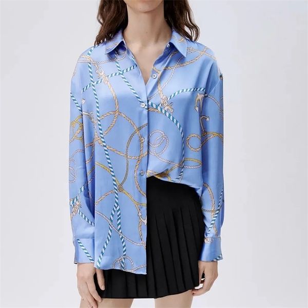 

spring women printing shirt women's contrast color striped long sleeve single buttons stitching oversized shirts 210524, White