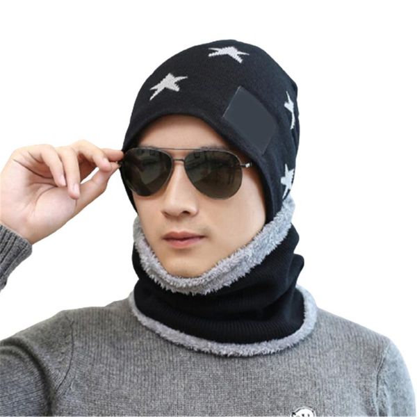 

berets men/boys winter hats and neck scarf set windproof outdoor ski fishing cycling wearing fs99, Blue;gray
