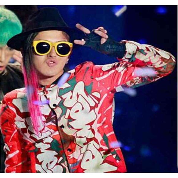 

selling spring men red thin jacket g-dragon same paragraph printed hooded casual baseball uniform slim coats couples, Black;brown