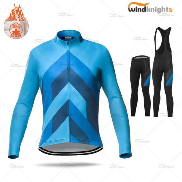 

racing sets men winter cycling jersey set thermal fleece clothing long sleeve garment race team bike uniform ropa ciclismo hombre, Black;blue