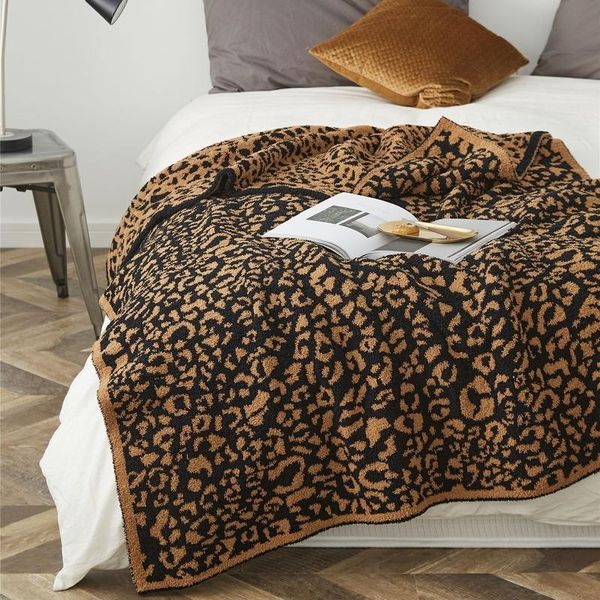 

knitted leopard print blanket warm soft throw sofa cover blankets for beds