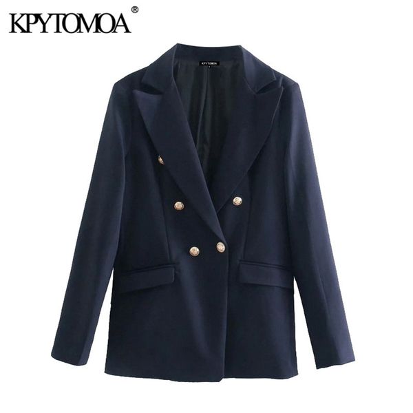 

women fashion with pockets double breasted blazer coat vintage long sleeve back vents female outerwear chic veste 210421, White;black