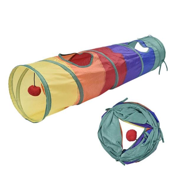 

cat tunnel toy foldable rainbow play tubes folding channel rolling kitten indoor outdoor training toys