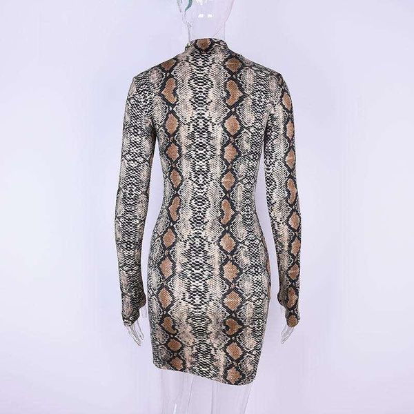 

casual dresses snake print long sleeve bodycon dress, Black;gray