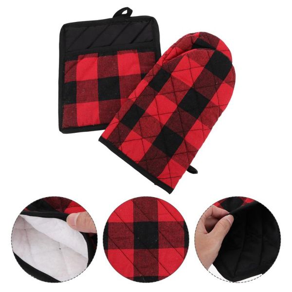 

oven mitts 1 set heat insulation glove pad microwave cooking mibaking