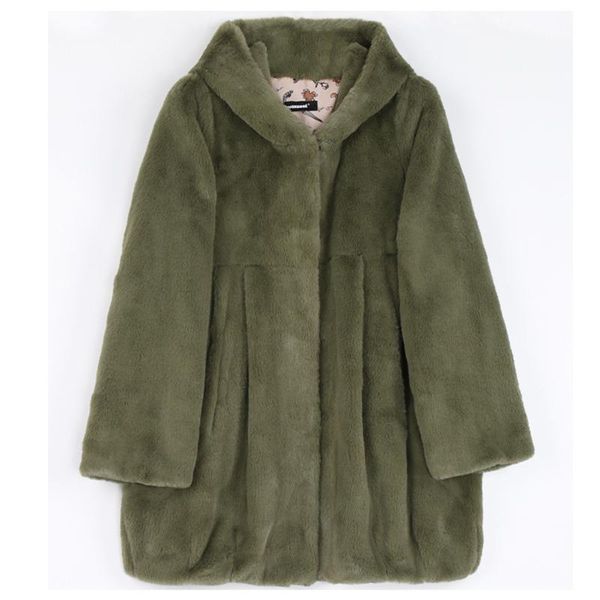 

women's fur & faux warm jacket for women coats winterwear solid winter 2021 fashion coat mink teddy, Black