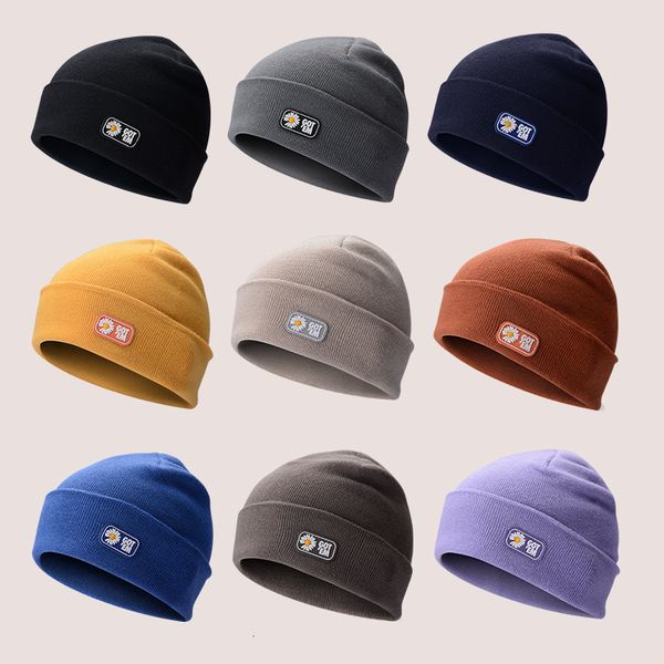 

ins knitted men's women's autumn and winter embroidery letter tide wool versatile baotou lovers warm student cold hat pry7, Blue;gray