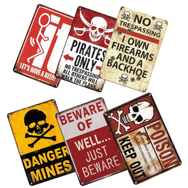 

no stupid beware metal plaque tin sign vintage warning no trespassing poster tin plates sign man cave wall farmhouse decoration
