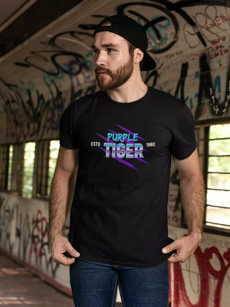 

Purple Tiger Design Tee Men's -Image by Shutterstock, White;black