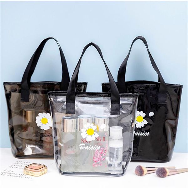 

cosmetic bags & cases pvc travel transparent toiletries daisy storage bag makeup beautician beauty case toiletry wash handbags