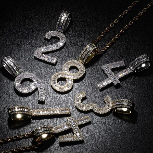 

pendant necklaces cubic zirconia paved iced out bling arabic numerals pendants necklace for men women hip hop rapper jewelry gold silver