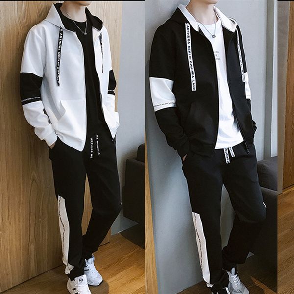 

2-piece men's, hoodie embossed , casual wear, sportswear, spring and autumn, Gray