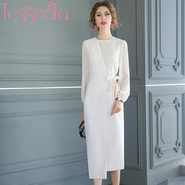 

casual dresses tesscara women runway designer luxury elegant pencil dress office party robe cocktail celebrity-inspired vestido, Black;gray