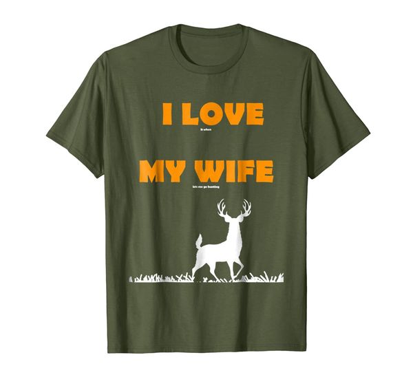 

mens funny t shirt i love it when my wife lets me go hunting, White;black