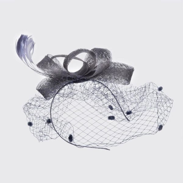 

wide brim hats fashion women fascinator penny mesh hat ribbons and feathers wedding party daily elegant temperament fast, Blue;gray