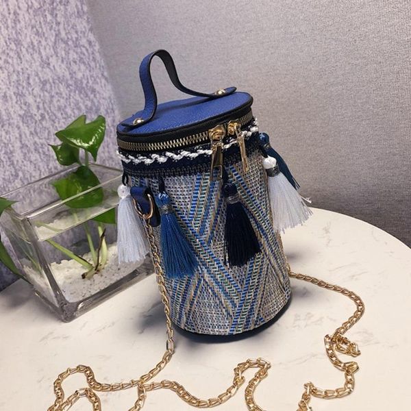 

casual tote straw barrel shaped handbag summer messenger handbags bohemian woven shoulder ins beach bag bags