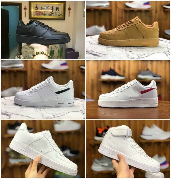 

wholesale 2021 new design outdoor men low skateboard shoes one 1 knit euro airs high women all white black walking shoes size 36-46