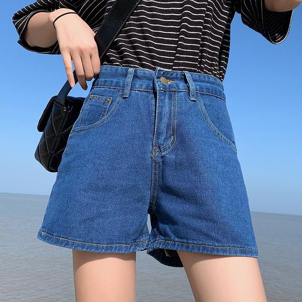 

women's jeans women loose casual denim short korean fashion high waist shorts female jean woman summer, Blue