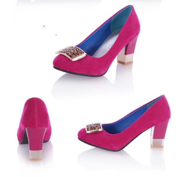 

women's shoes in spring and autumn high coarse heel round head suede @2044, Black