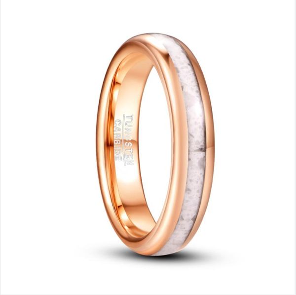

jqueen 4mm white marble electric rose gold tungsten steel ring wedding jewelry rings, Slivery;golden
