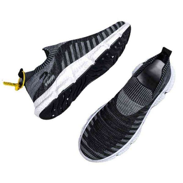 

men's fashion shoes flying woven breathable men's casual style one foot sports, Black