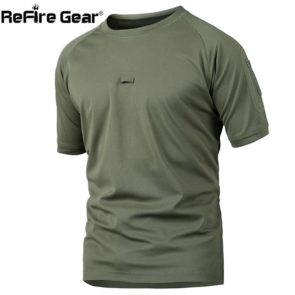 Refire Gear Summer Tactical Camuflagem Camisa Dos Homens Quick Seco Combate Exército - Casual Respirável Camo O Pescoço Militar 210716