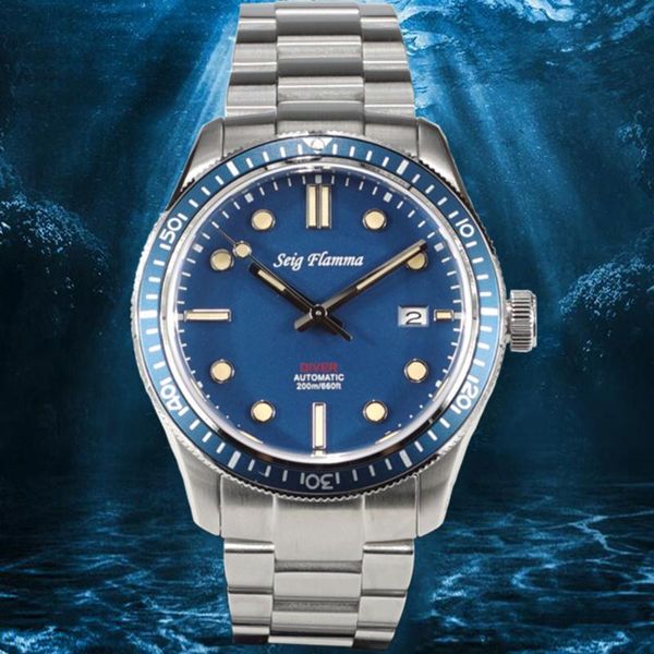 

wristwatches luxury sports automatic watch men retro nh35 mechanical watches mens 200m diver 42mm sapphire crystal luminous 2021, Slivery;brown