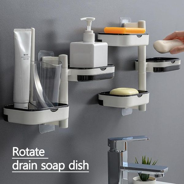 

soap dishes drawer-type draining and rotatable box holder storage rack multi-layer bathroom accessories wall shelf